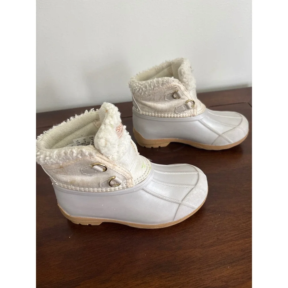 Sperry‎ Kids White Faux Fur Lined Duck Boots Size 10 Toddler